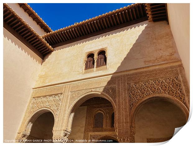 The Architecture of the Alhambra Palace, Granada, Spain Print by EMMA DANCE PHOTOGRAPHY