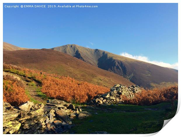 Skiddaw in the Autumn Print by EMMA DANCE PHOTOGRAPHY