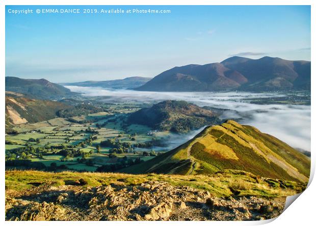 Early morning on Cat Bells, Lake District Print by EMMA DANCE PHOTOGRAPHY