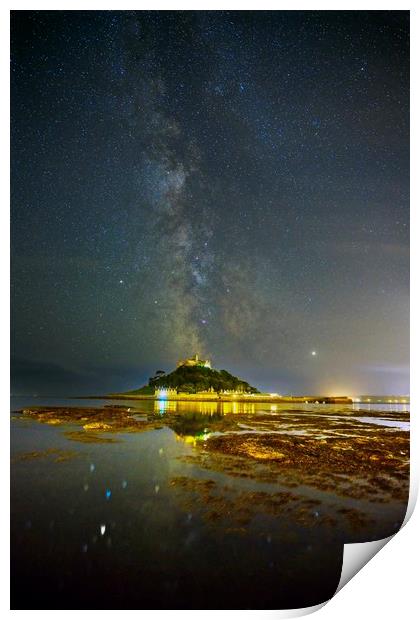 St Michael's Mount under the Milky Way Print by Paul Cooper