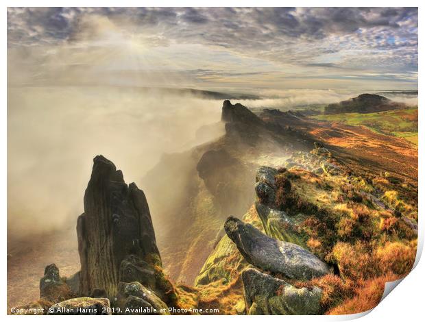 Ramshaw Rocks Morning Mist Print by Allan Harris