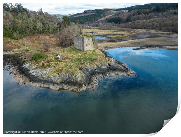 Old Lachlan Castle From The Air Print by Ronnie Reffin