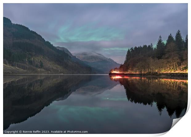 Loch Eck Aurora With Traveller Print by Ronnie Reffin