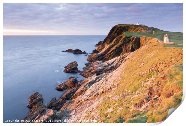 Sumburgh Head shetland at sunrise Print by David Moore