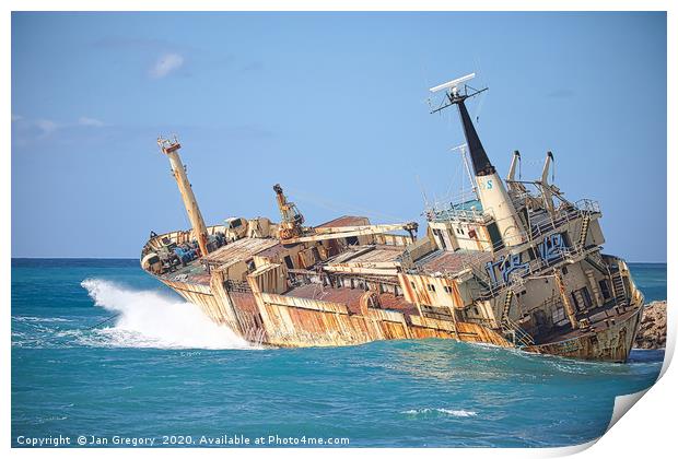 Cyprus Shipwreck Print by Jan Gregory