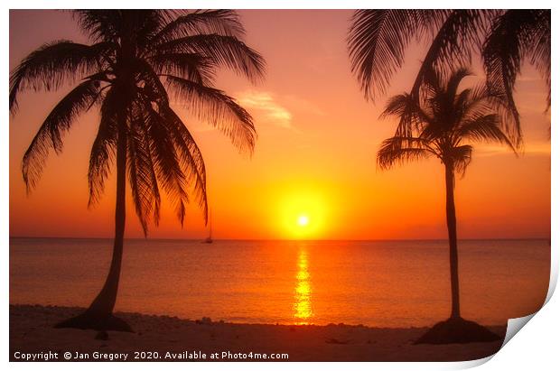 Barbados Sunset Print by Jan Gregory