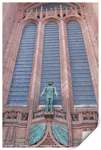 Liverpool Anglican Cathedral statue Print by Jan Gregory