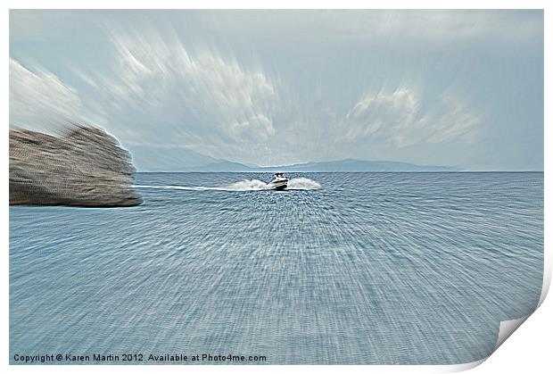 Speed Boat Print by Karen Martin
