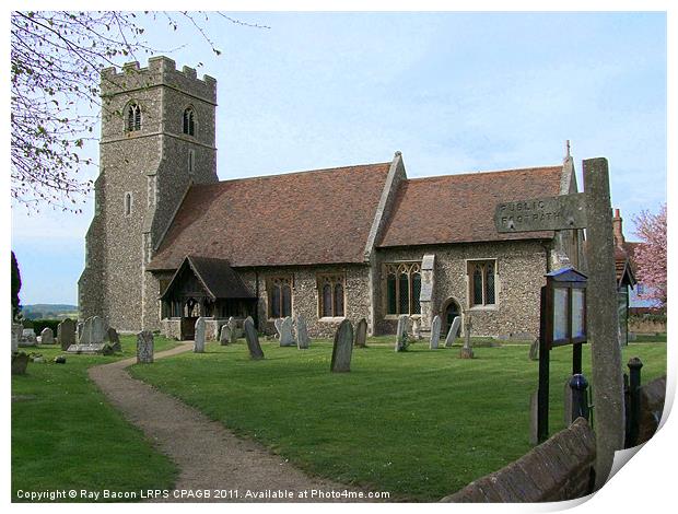 ST.CHRISTOPHER'S CHURCH, WILLINGALE, ESSEX Print by Ray Bacon LRPS CPAGB