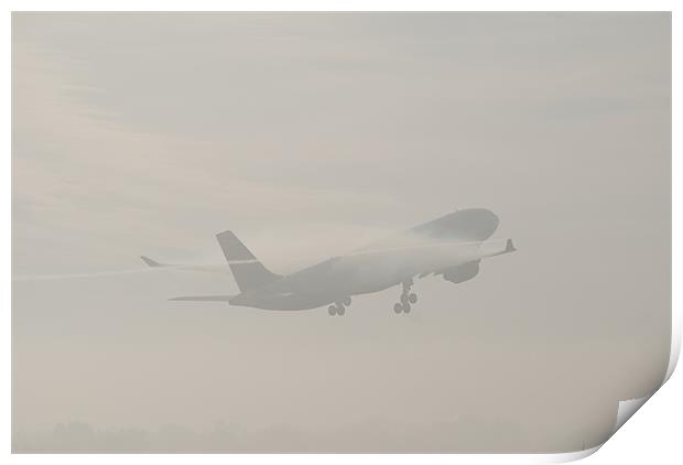 Foggy Takeoff Print by Mark Richardson