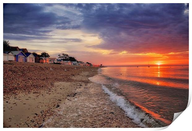 Calshot Beach at sunrise Print by Jan Sutton