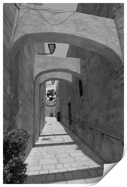 Limestone walled and arched alley Print by Steve Talbot
