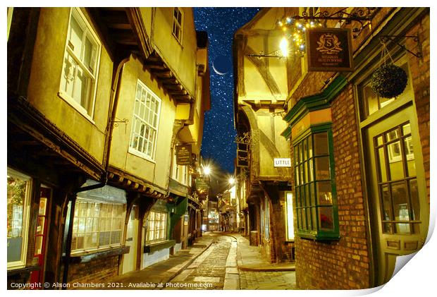 Starry Night in York Shambles Print by Alison Chambers