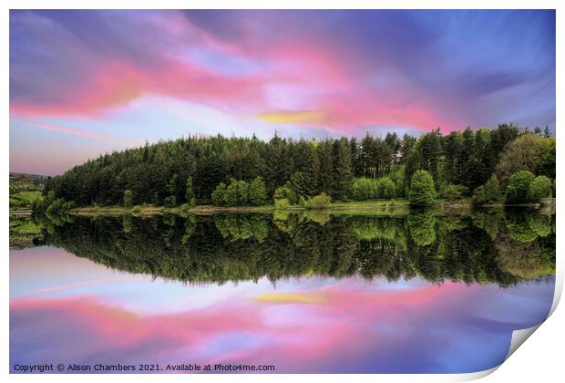 Langsett Reservoir Sunset Print by Alison Chambers