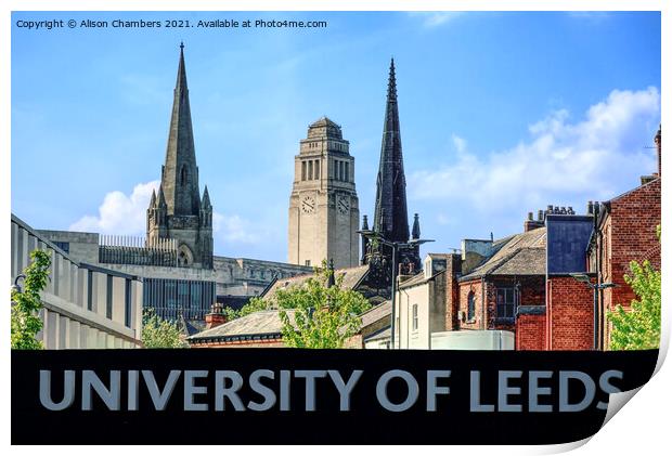 University Of Leeds Print by Alison Chambers