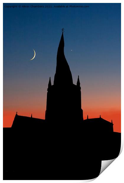 Chesterfield Crooked Spire Print by Alison Chambers