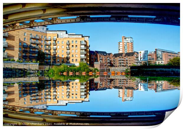 Roberts Wharf Reflection Leeds Print by Alison Chambers