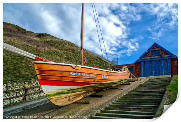 North Landing Lifeboat Station, Yorkshire Coast  Print by Alison Chambers