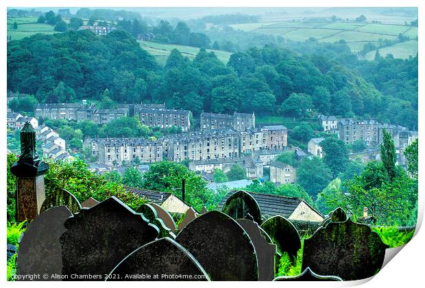 Hebden Bridge From Above  Print by Alison Chambers