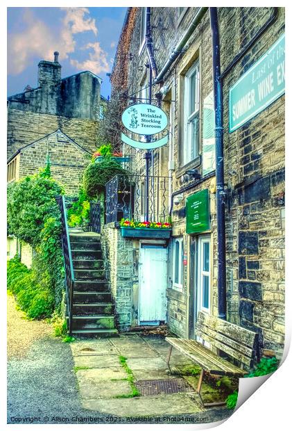 The Wrinkled Stocking Tearoom Holmfirth Print by Alison Chambers