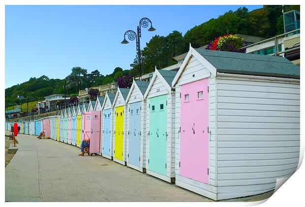 Lyme Regis Beach Huts Print by Alison Chambers