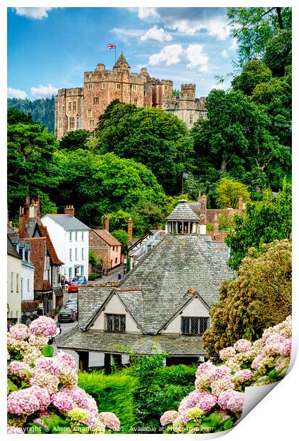 Dunster Village Scene Print by Alison Chambers