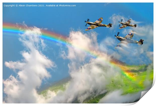 Somewhere Over The Rainbow Spitfires Print by Alison Chambers