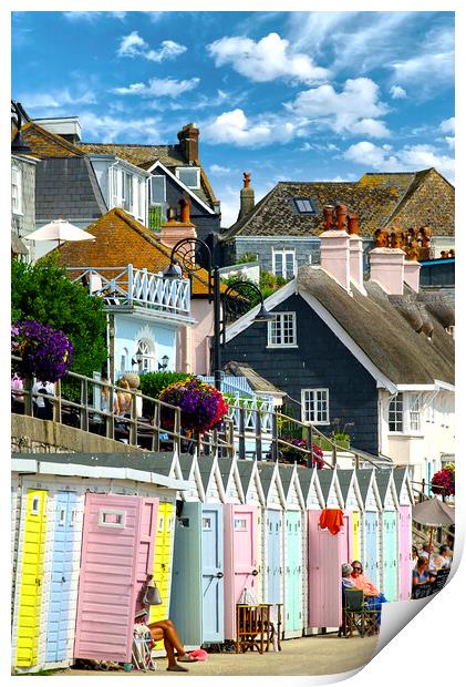 Lyme Regis Beach Huts Print by Alison Chambers