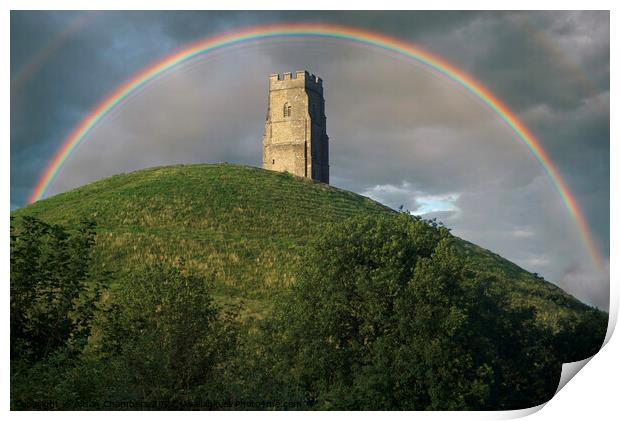 Glastonbury Tor Rainbow Print by Alison Chambers