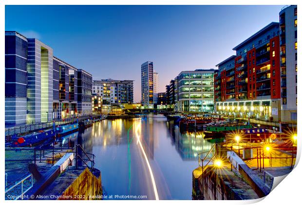 Leeds Dock At Night Print by Alison Chambers