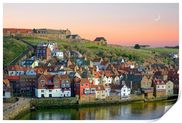 Moonrise Over Whitby Harbour  Print by Alison Chambers