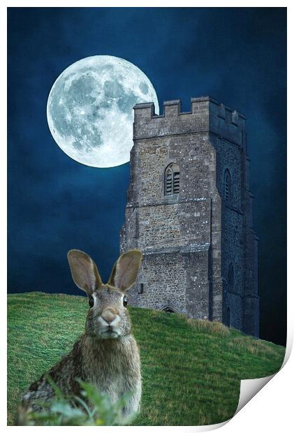 Glastonbury Moon Hare Print by Alison Chambers