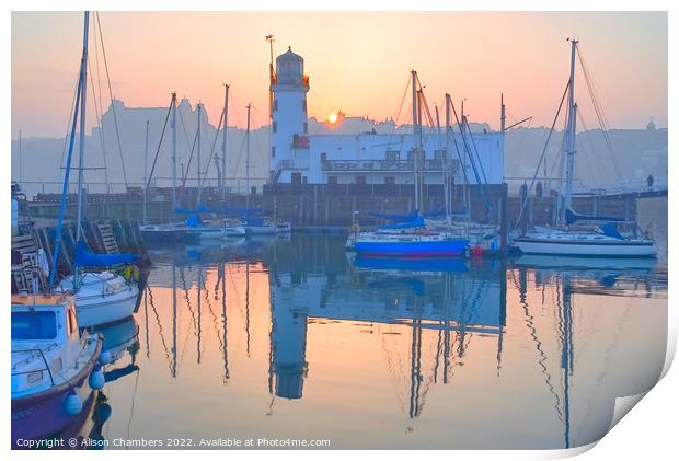Scarborough Harbour Sunset  Print by Alison Chambers