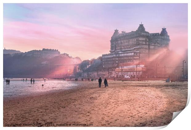 Scarborough Beach Sunset  Print by Alison Chambers