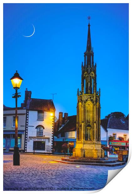 Glastonbury Town New Moon Print by Alison Chambers