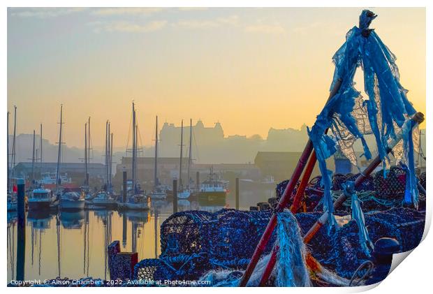 Scarborough Harbour, North Yorkshire Coast Print by Alison Chambers