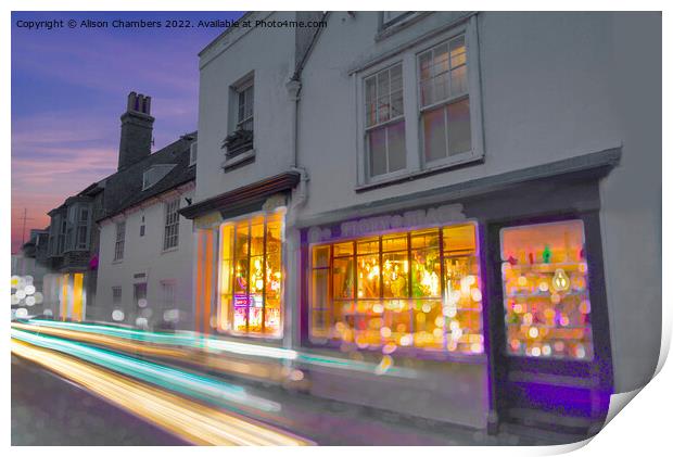 Whitstable Town Centre Light Trails Print by Alison Chambers