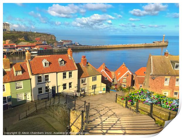 Whitby 199 Steps Print by Alison Chambers