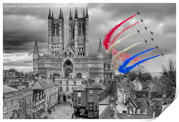 The Red Arrows Of Lincoln Col Sel Print by Alison Chambers