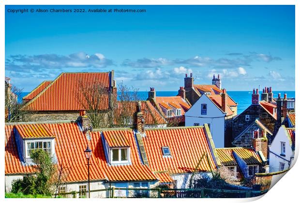 Robin Hoods Bay Rooftops Print by Alison Chambers