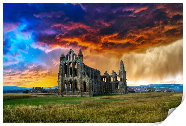 Whitby Abbey Storm Clouds Print by Alison Chambers
