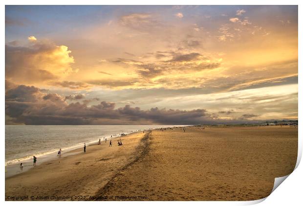 Skegness Beach Sunset  Print by Alison Chambers