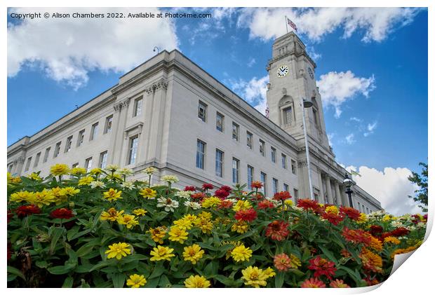 Barnsley Town Hall Print by Alison Chambers