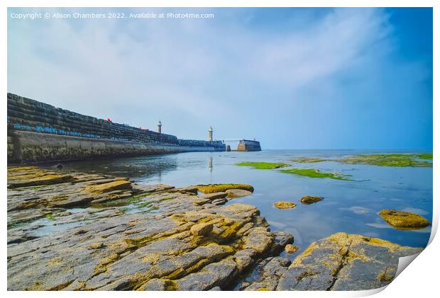 Whitby At Low Tide Print by Alison Chambers