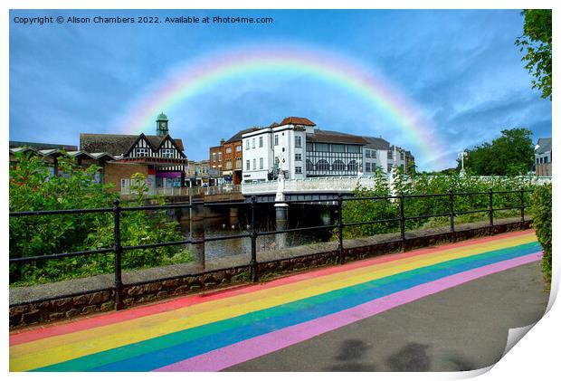 Taunton Tone Bridge and Rainbow Path Print by Alison Chambers