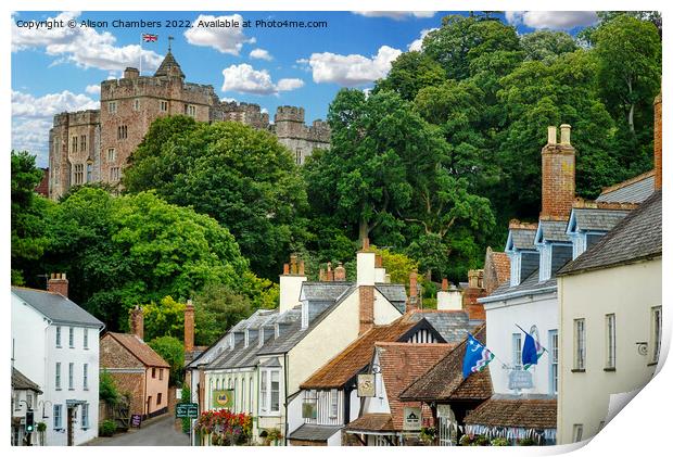 Dunster Village and Castle Print by Alison Chambers