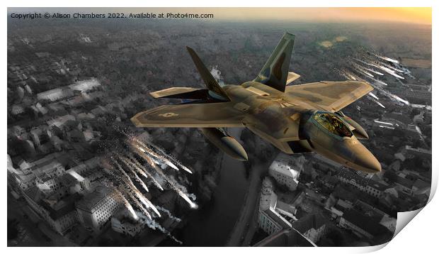F22 Raptor Fighter Jet Colour Selection Version  Print by Alison Chambers