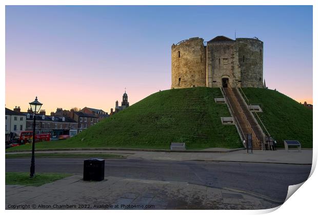Cliffords Tower York Sunset Print by Alison Chambers