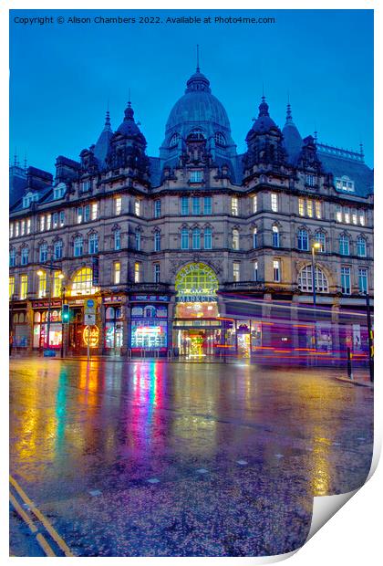 Leeds City Market at Night Portrait  Print by Alison Chambers