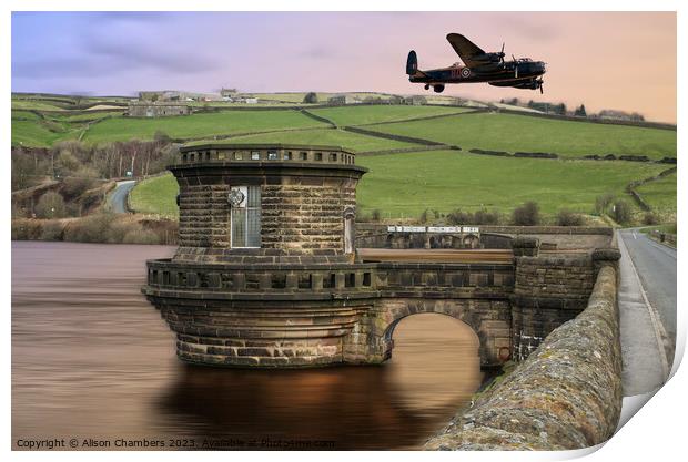 Digley Reservoir Lancaster Bomber  Print by Alison Chambers